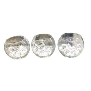 SET OF 3 VINTAGE LENOX ROUND CLEAR CRYSTAL VASE WITH CLEAR CRYSTAL JEWELS INSIDE